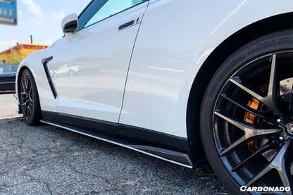2008-2022 Nissan GTR R35 CBA/DBA VA-II Style Carbon Fiber Side Skirts Under Board - Carbonado