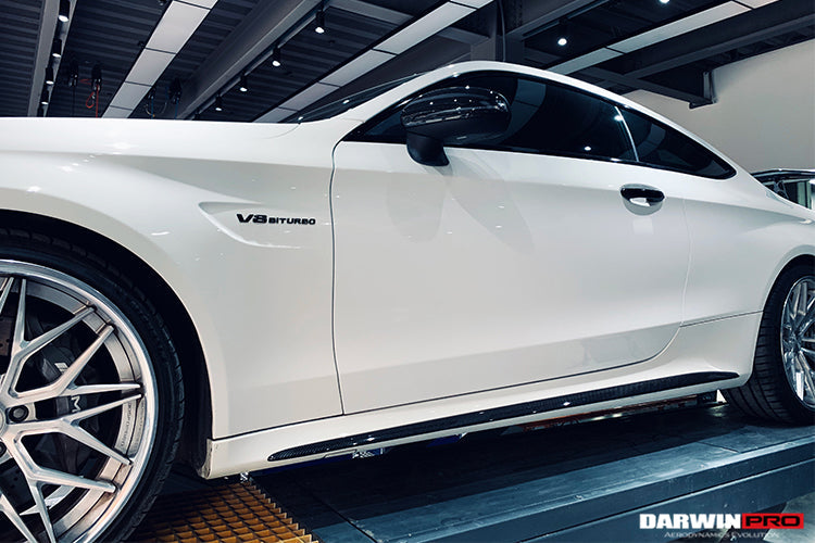 2015-2021 Mercedes Benz W205 C63/S AMG Coupe Carbon Fiber Side Skirts Extension - DarwinPRO Aerodynamics