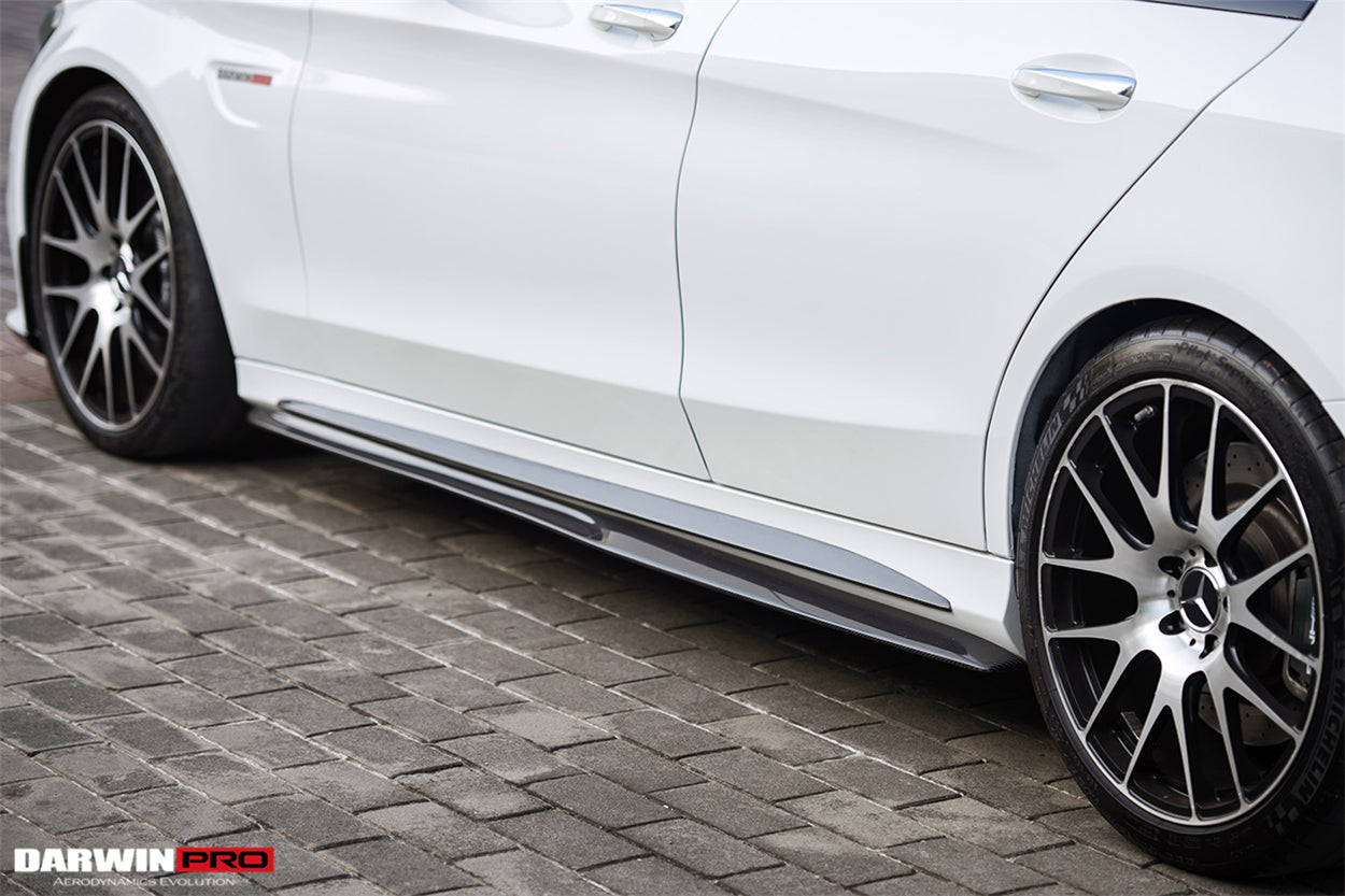 2015-2021 Mercedes Benz W205 C63/S AMG Sedan Carbon Fiber Side Skirts Extension - DarwinPRO Aerodynamics