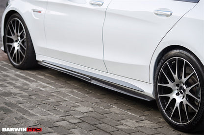 2015-2021 Mercedes Benz W205 C63/S AMG Sedan Carbon Fiber Side Skirts Extension - DarwinPRO Aerodynamics