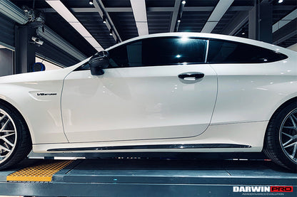 2015-2021 Mercedes Benz W205 C63/S AMG Coupe Carbon Fiber Side Skirts Extension - DarwinPRO Aerodynamics