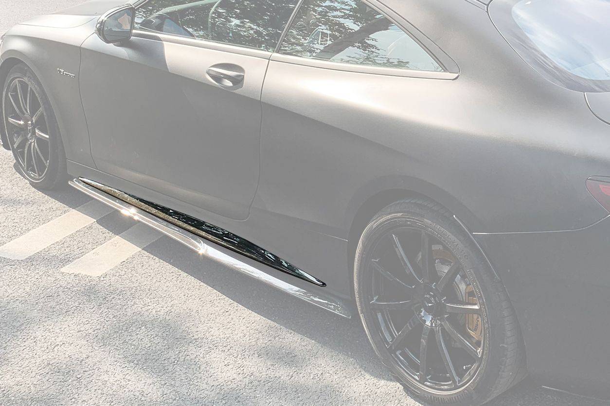 2014-2021 Mercedes Benz C217 S63/S65 AMG Coupe OE Style Carbon Fiber Side Skirts Extension Add On Lip - Carbonado