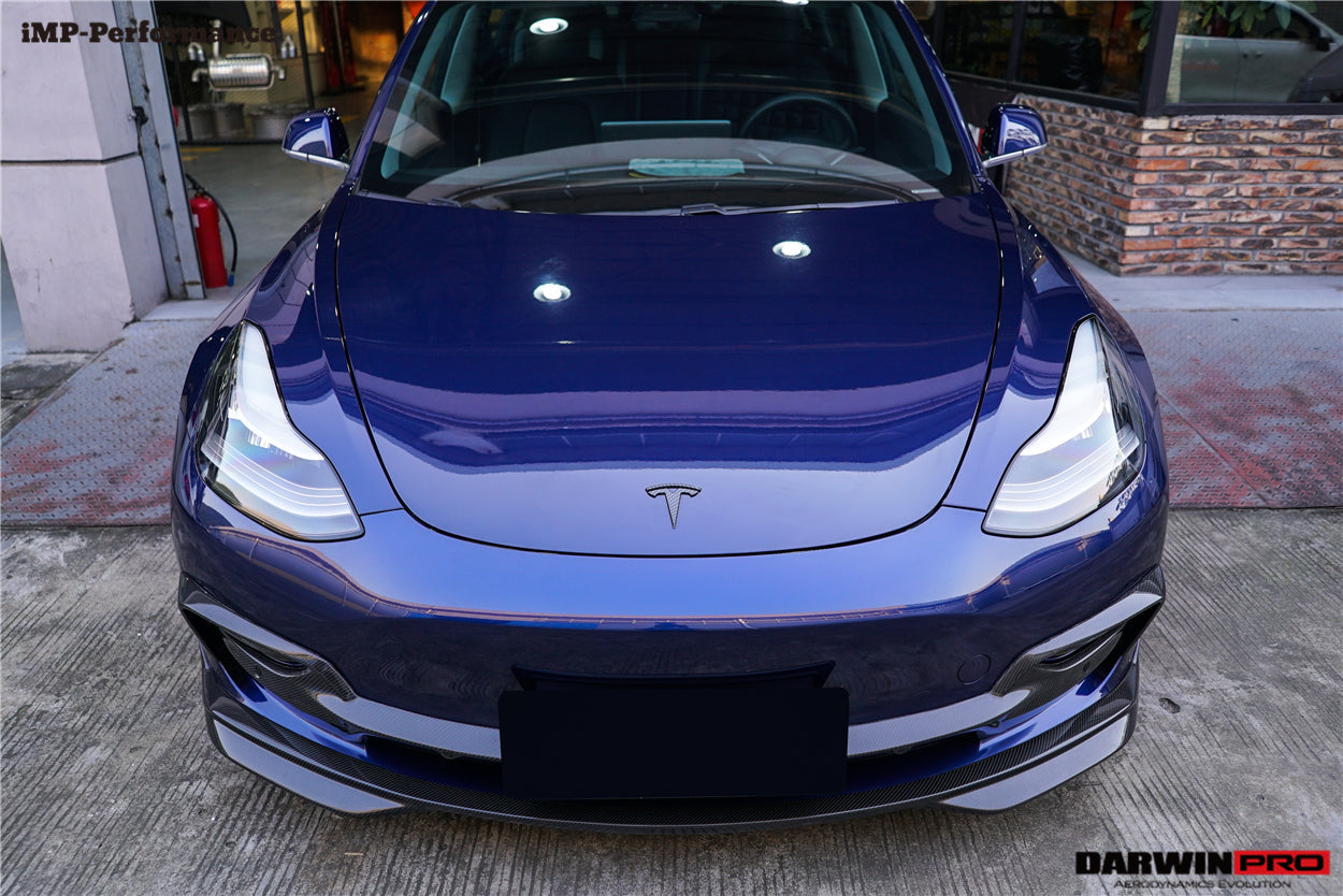 2017-2023 Tesla Model 3 IMP Performance Carbon Fiber Middle Front Lip - DarwinPRO Aerodynamics