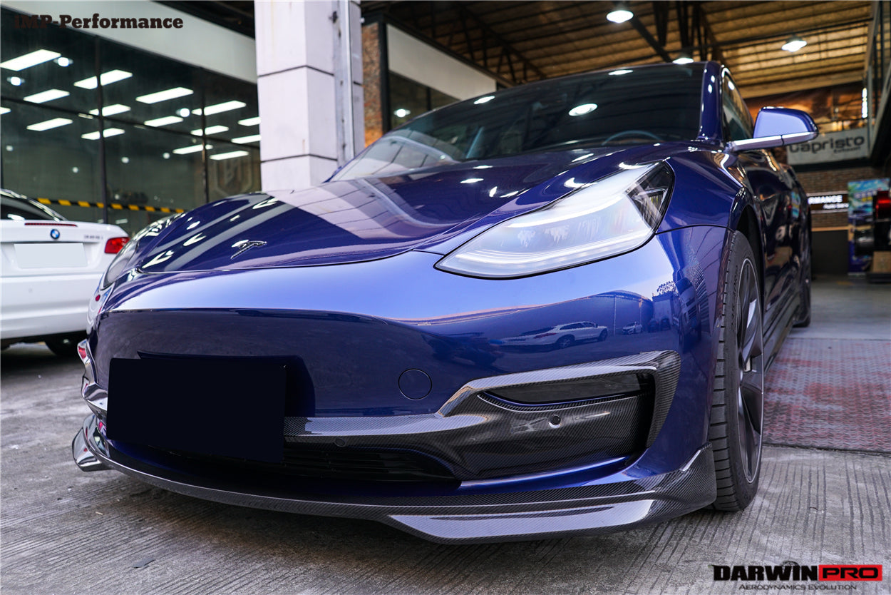 2017-2023 Tesla Model 3 IMP Performance Carbon Fiber Front Lip - DarwinPRO Aerodynamics