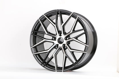 E033 Black Machined Face 20in Staggered Set 9.0 ET30 / 10.0 ET40 5x112 (4 Wheels)