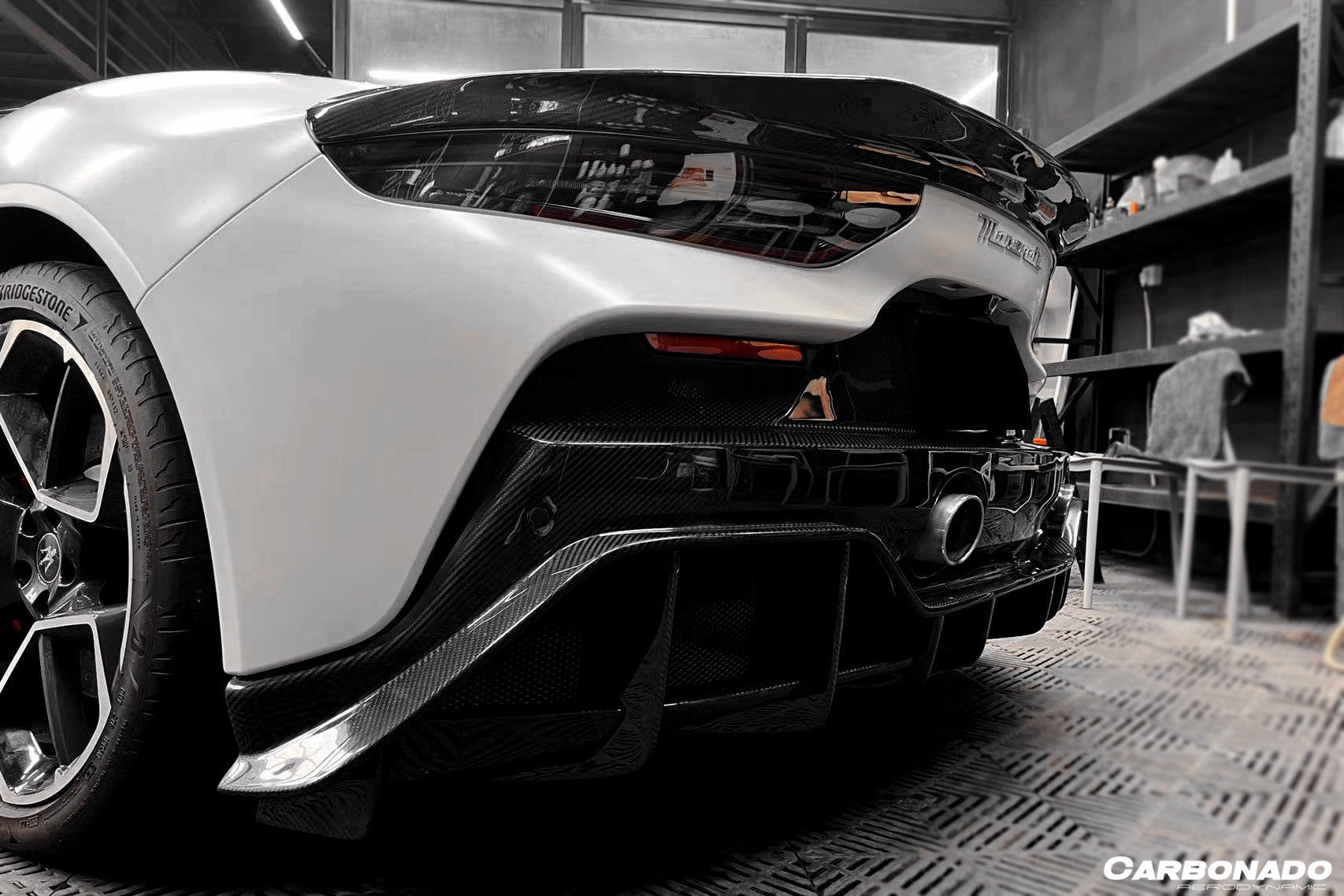 2020-UP Maserati MC20 SVD Style Dry Carbon Fiber Rear Decklid Spoiler - Carbonado