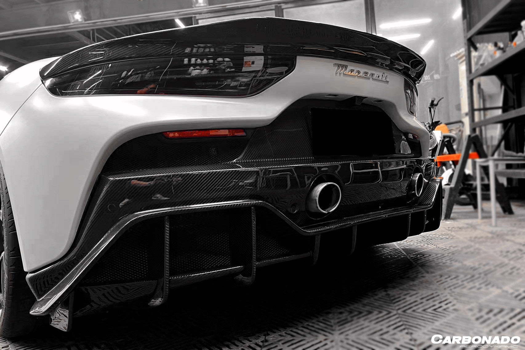 2020-UP Maserati MC20 SVD Style Dry Carbon Fiber Rear Decklid Spoiler - Carbonado