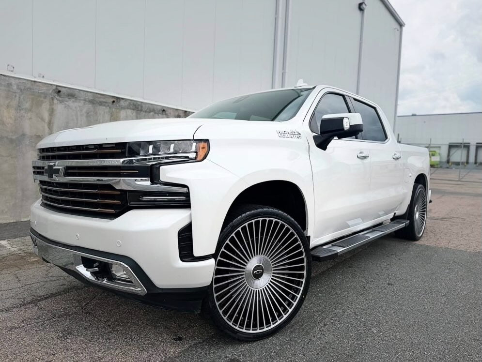 Chevrolet Silverado-26″-Kessab-Machined Silver – Koko Kuture KESSAB wheels on vehicle