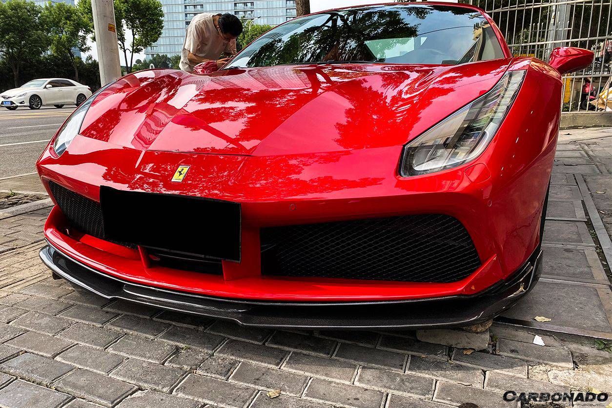 2015-2020 Ferrari 488 GTB Spider RS Style Carbon Fiber Front Lip - Carbonado