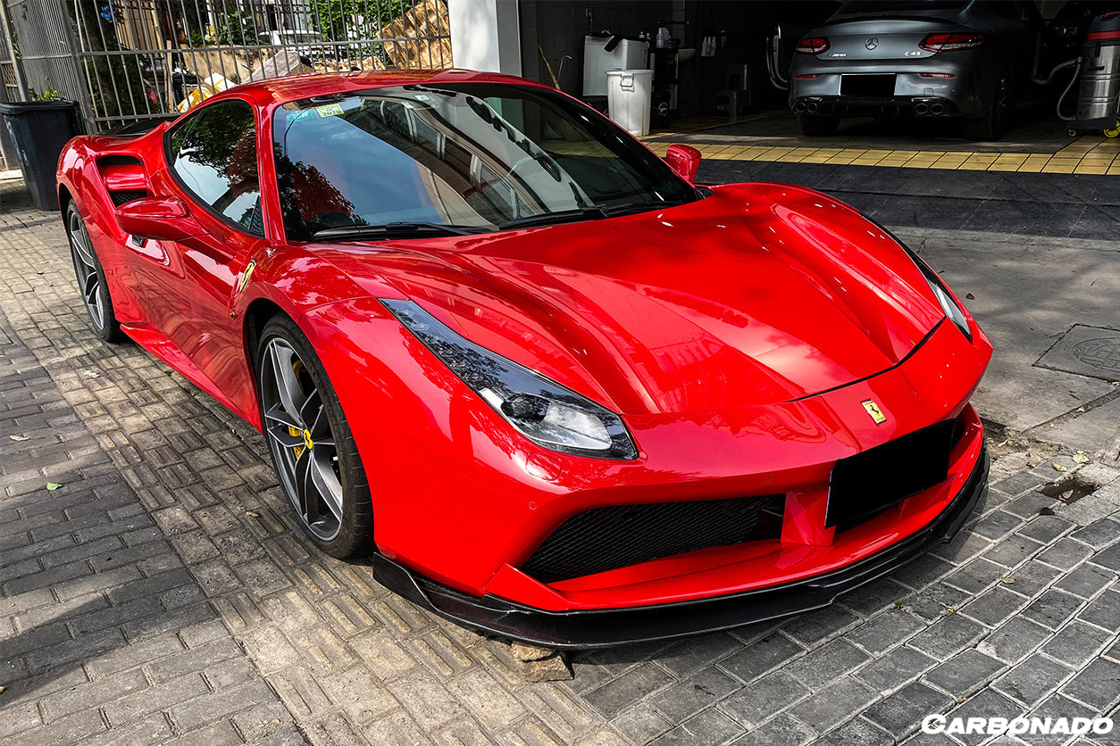 2015-2020 Ferrari 488 GTB RS Style Carbon Fiber Front Lip - Carbonado