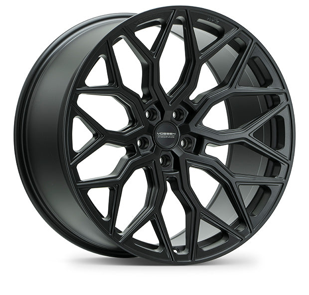 Vossen HF2 Satin Black wheel — complete wheel view