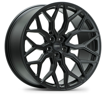 Vossen HF2 Satin Black wheel — complete wheel view