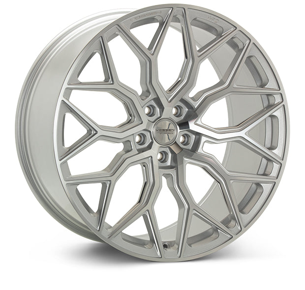 Vossen HF2 Silver Polished wheel — complete wheel view