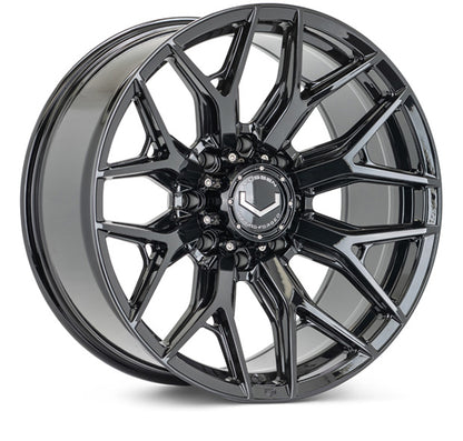 Vossen HF6-4 Gloss Black wheel — complete wheel view