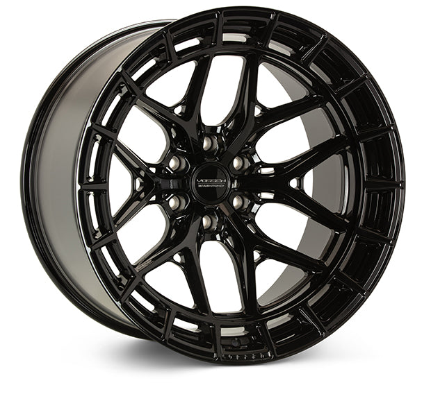 Vossen HFX1 Gloss Black wheel — complete wheel view