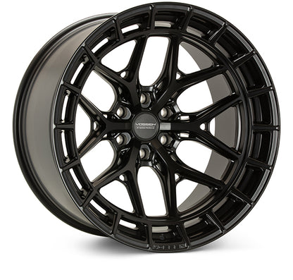 Vossen HFX1 Satin Black wheel — complete wheel view