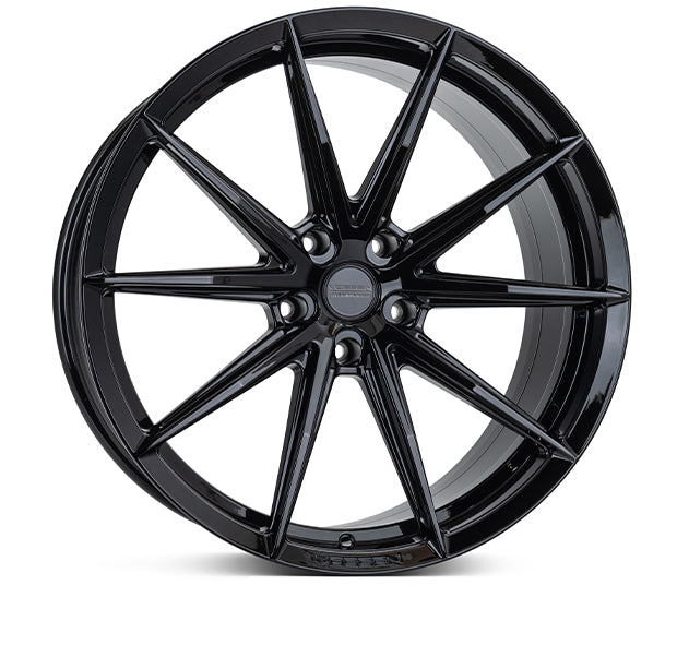Vossen HFX2 Gloss Black wheel — complete wheel view