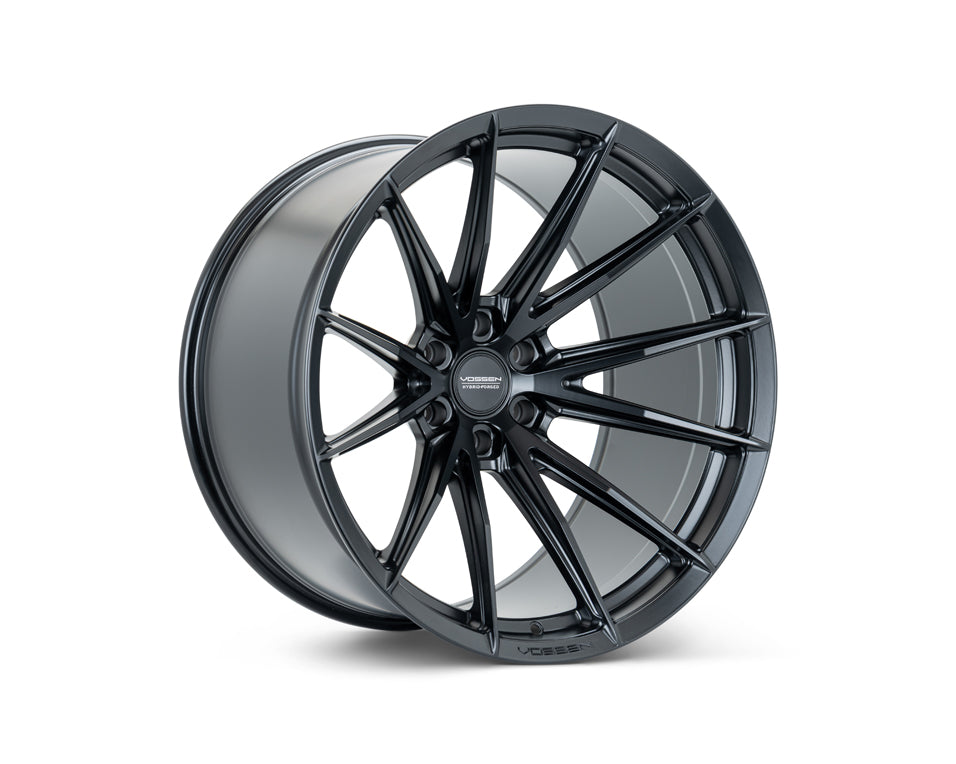 Vossen HFX2 Satin Black wheel — complete wheel view