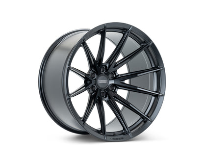 Vossen HFX2 Satin Black wheel — complete wheel view