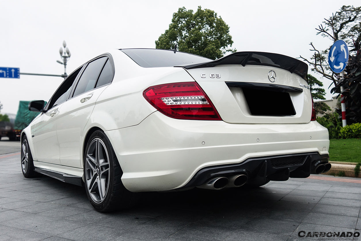 2012-2014 Mercedes Benz W204 C63 AMG Sedan VS Style Carbon Fiber Rear Lip - Carbonado