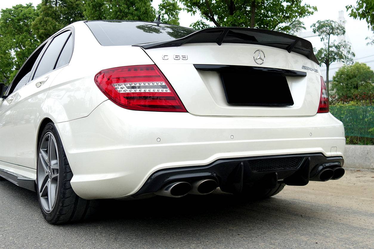 2012-2014 Mercedes Benz W204 C63 AMG Sedan VS Style Carbon Fiber Rear Lip - Carbonado
