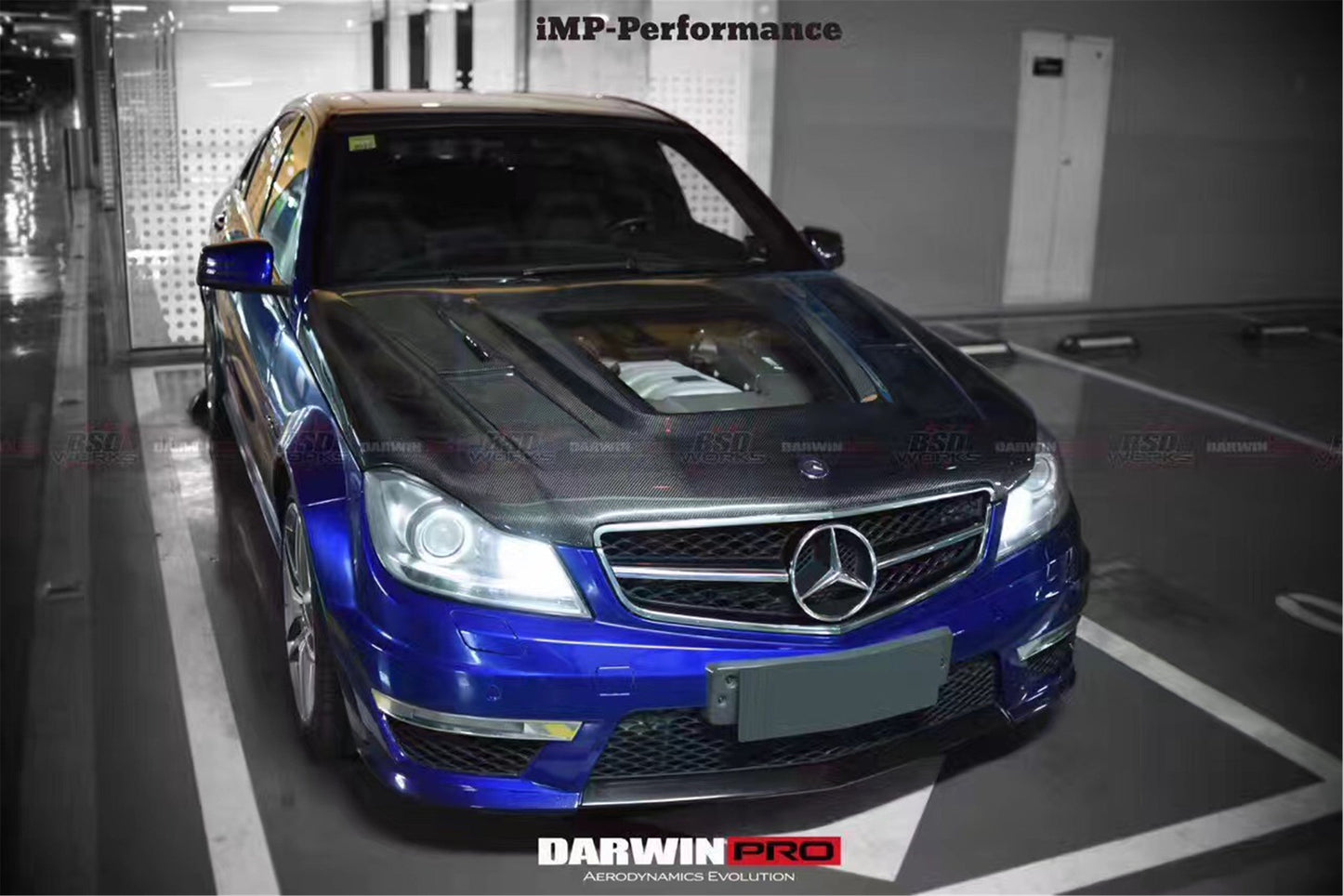 2012-2014 Mercedes Benz W204 C63 AMG IMP Performance Carbon Fiber Hood - DarwinPRO Aerodynamics