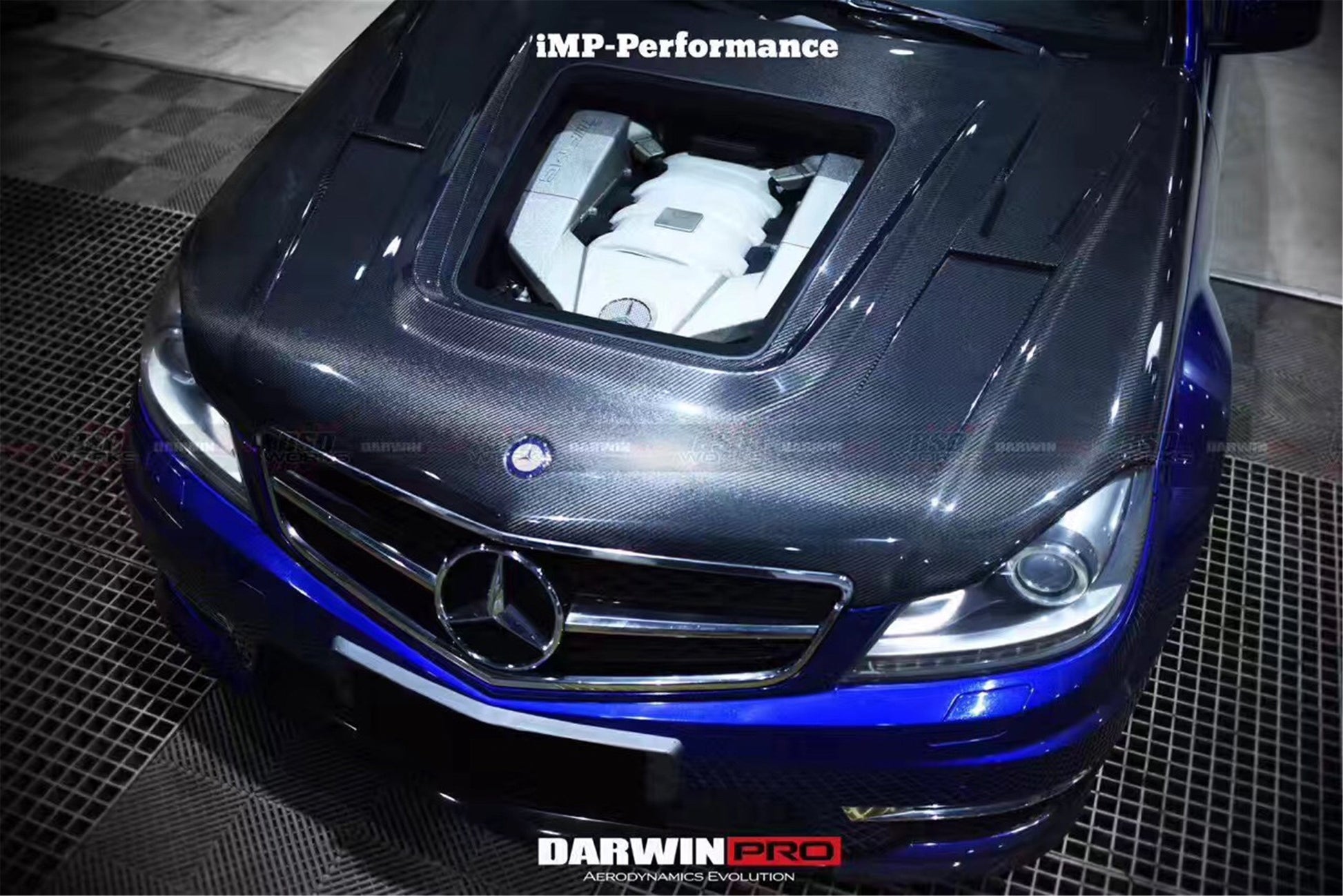 2012-2014 Mercedes Benz W204 C63 AMG IMP Performance Carbon Fiber Hood - DarwinPRO Aerodynamics