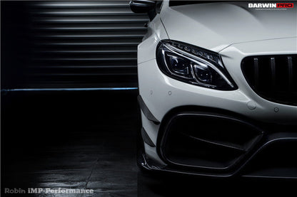 2015-2021 Mercedes Benz W205 C63/S AMG Coupe IMP Performance Partial Carbon Fiber Front Bumper w/ Grill & Canards - DarwinPRO Aerodynamics