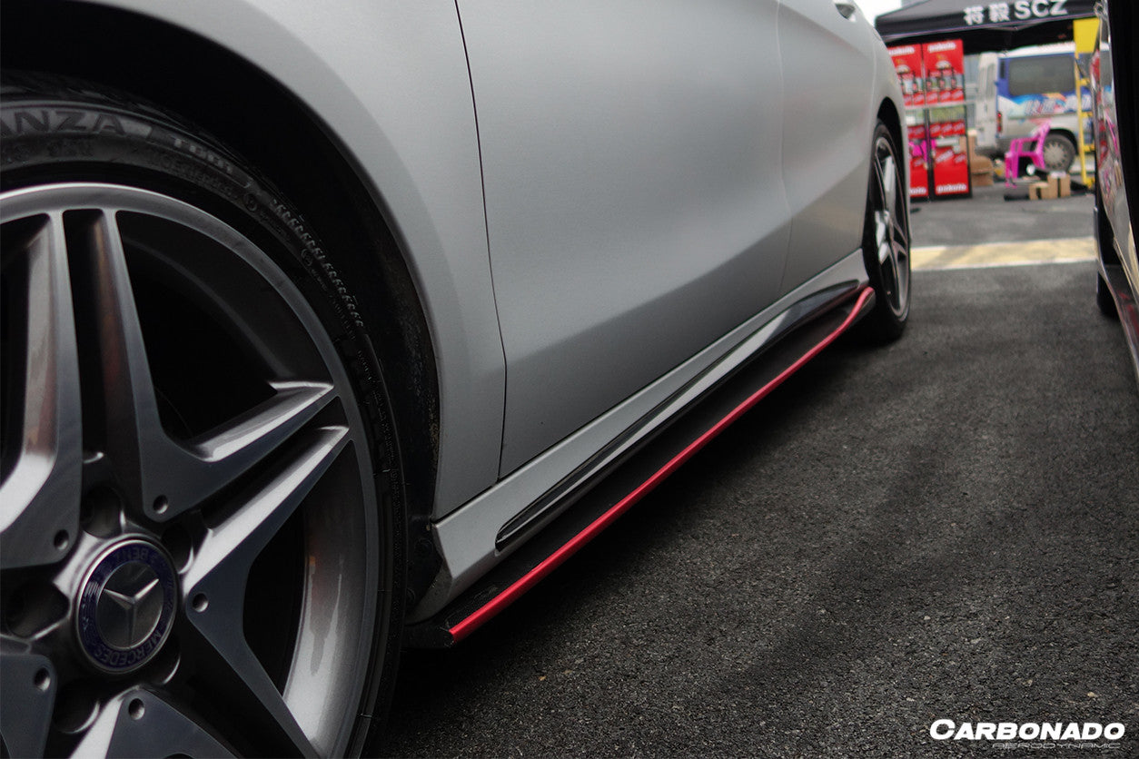 2013-2016 Mercedes Benz W117 CLA Sport / CLA45 AMG RZS Style Side Skirts Under Board - Carbonado