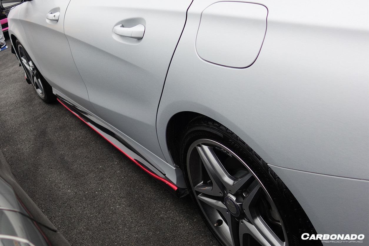 2013-2016 Mercedes Benz W117 CLA Sport / CLA45 AMG RZS Style Side Skirts Under Board - Carbonado