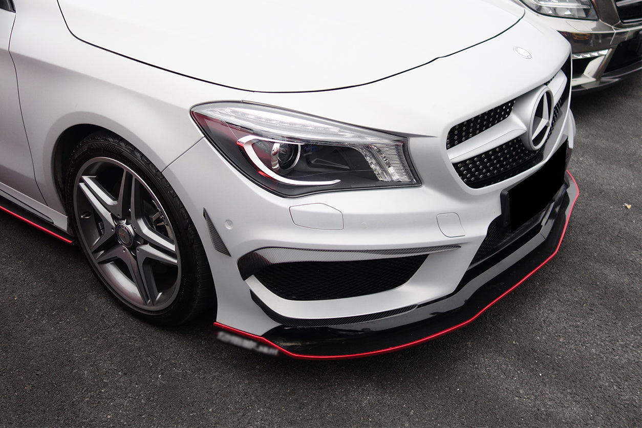 2013-2016 Mercedes Benz W117 CLA Sport / CLA45 AMG RZS Style Front Canards - Carbonado