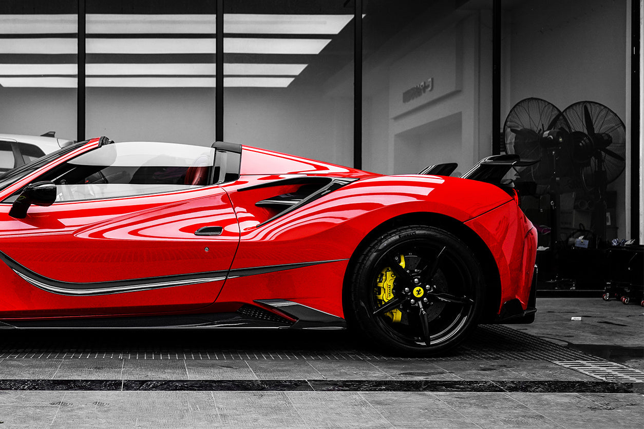 2015-2020 Ferrari 488 GTB/Spyder MSY Style Carbon Fiber Side Air Intake Fins - Carbonado