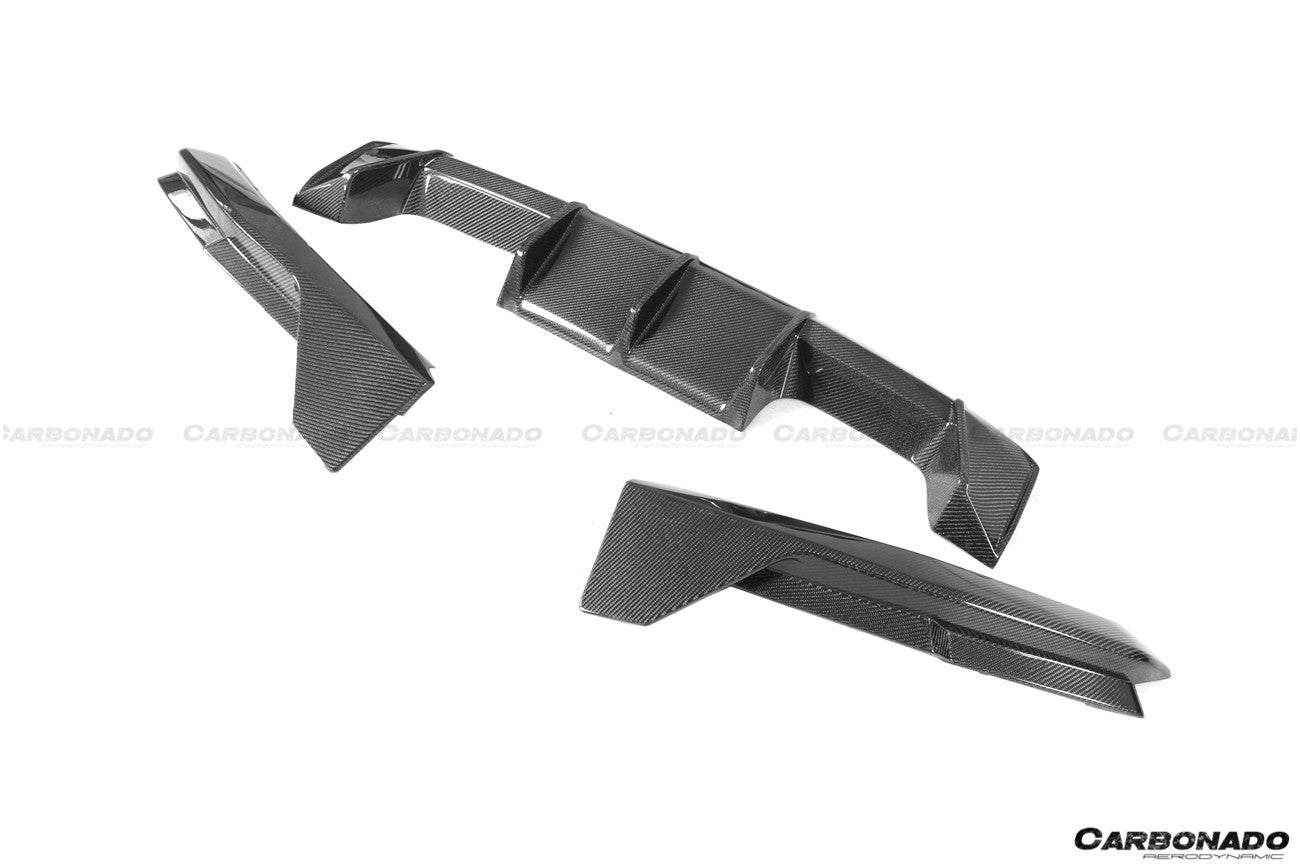 2021-UP BMW M3 G80 MP Style Carbon Fiber Quad Rear Lip with Caps - Carbonado