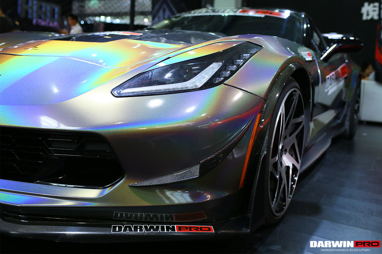 2013-2019 Corvette C7 Z51 Z06 Grandsport Carbon Fiber Front Caps - DarwinPRO Aerodynamics