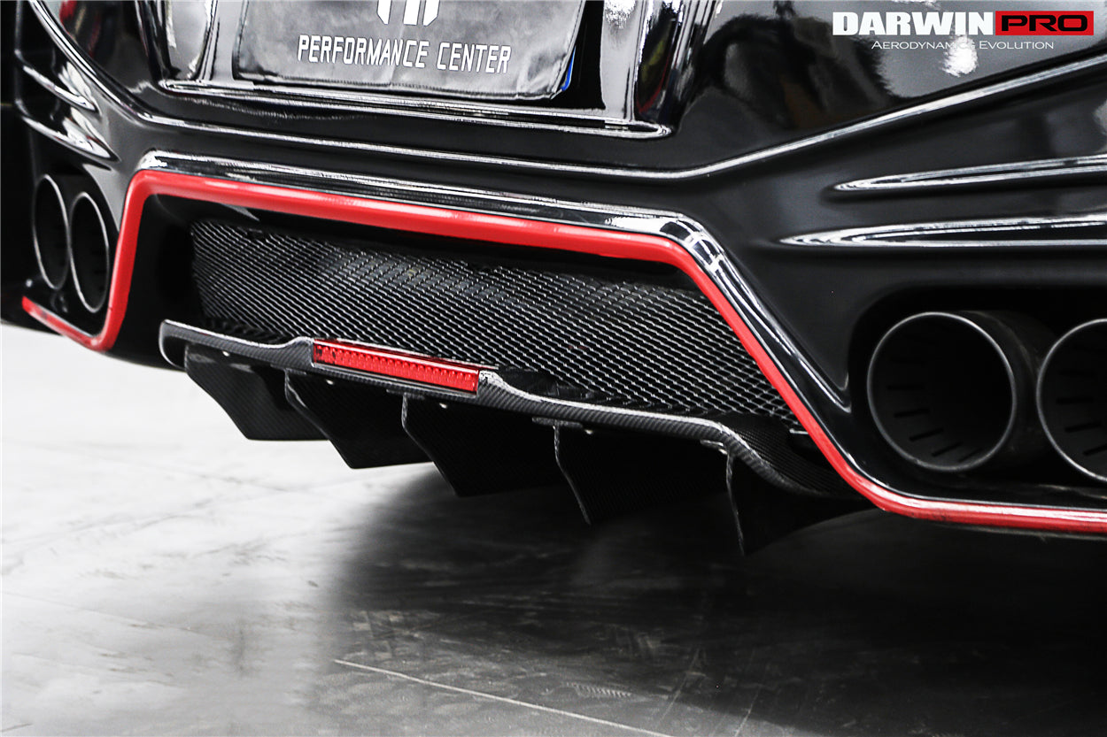 2012-2022 Nissan GTR R35 DBA/EBA NSM Style Carbon Fiber Rear Diffuser w/ LED Light - DarwinPRO Aerodynamics
