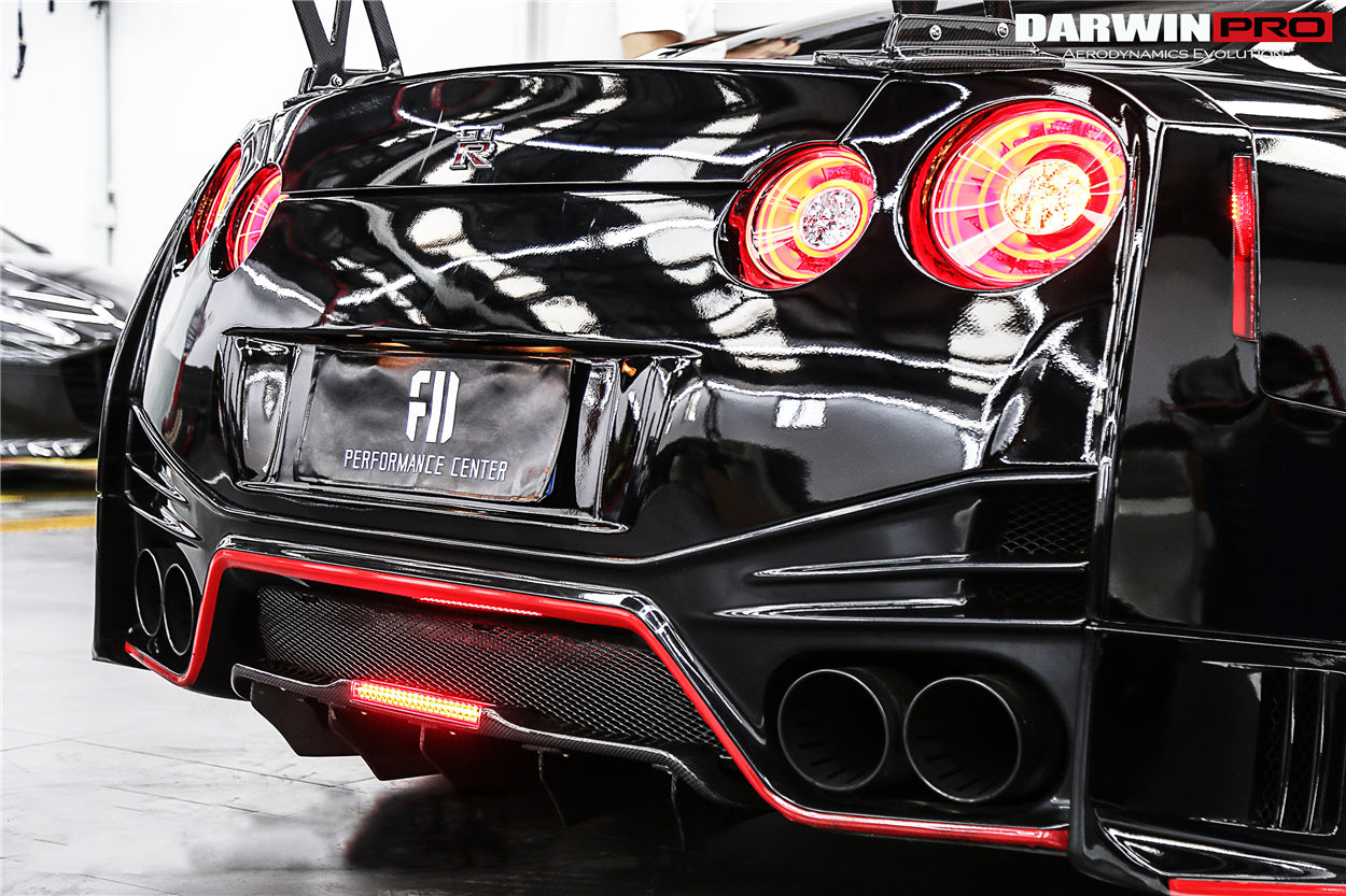 2012-2022 Nissan GTR R35 DBA/EBA NSM Style Carbon Fiber Rear Diffuser w/ LED Light - DarwinPRO Aerodynamics