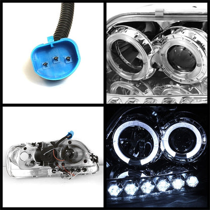 Spyder Ford F150 97-0 Projector - LED Halo Amber Reflector LED Chrome PRO-YD-FF15097-1P-AM-C