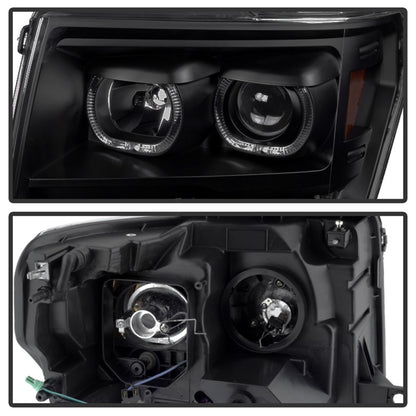 xTune Ford F150 09-14 Projector Headlights Halogen Model Only LED Halo Black PRO-JH-FF15009-CFB-BK