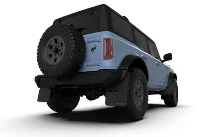 Rally Armor 21-25 Ford Bronco (Plstc Bmpr - NO Rptr/Sprt - NO RR/RB) Blk Mud Flap w/Met. Blk Logo