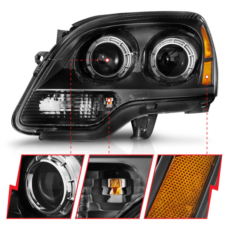 ANZO 99-17 GMC Sierra/Denali Headlights Chrome Amber (w/C Light Bars)