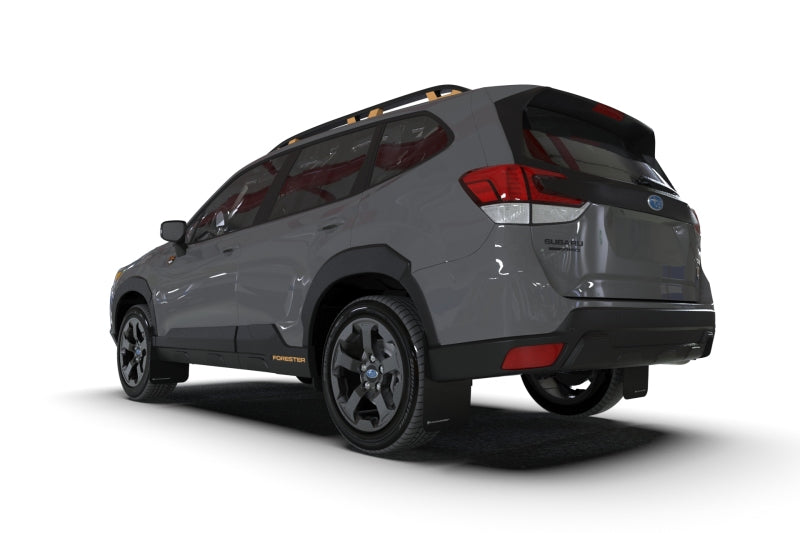 Rally Armor 22-24 Subaru Forester &amp; Wilderness Black UR Mud Flap w/Blue Logo