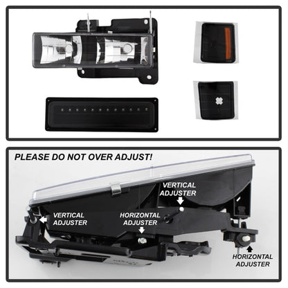 xTune 92-94 Blazer Full Size Corner/LED Bumper Headlights Black HD-JH-CCK88-LED-AM-BK-SET