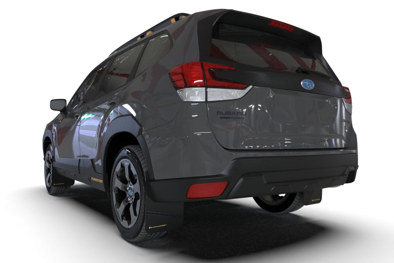 Rally Armor 22-24 Subaru Forester &amp; Wilderness Black UR Mud Flap w/White Logo