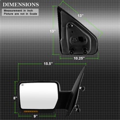 xTune Ford F150 07-14 Power Heated Amber LED Signal OE Mirror Left MIR-03349EH-P-L