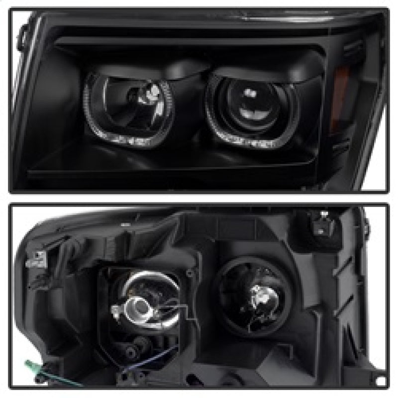 xTune Ford F150 09-14 Projector Headlights Halogen Model Only LED Halo Black PRO-JH-FF15009-CFB-BK