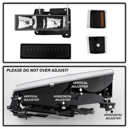 xTune 92-94 Blazer Full Size Corner/LED Bumper Headlights Black HD-JH-CCK88-LED-AM-BK-SET