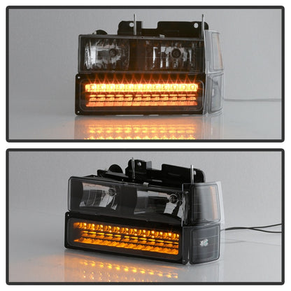 xTune 92-94 Blazer Full Size Corner/LED Bumper Headlights Black HD-JH-CCK88-LED-AM-BK-SET