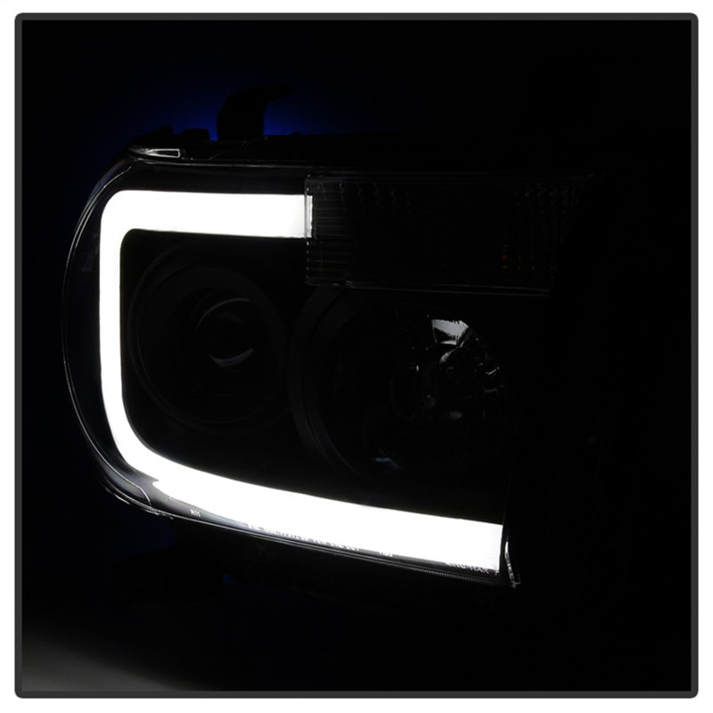 xTune Toyota Tundra 07-13 LED Light Bar Projector Headlights Black PRO-JH-TTU07-LED-BK