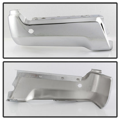 xTune 17-19 Ford F250/ F350 Rear Left Bumper Cap End w/ Sensor Hole - Chrome RB-FF25017-BEWS-L