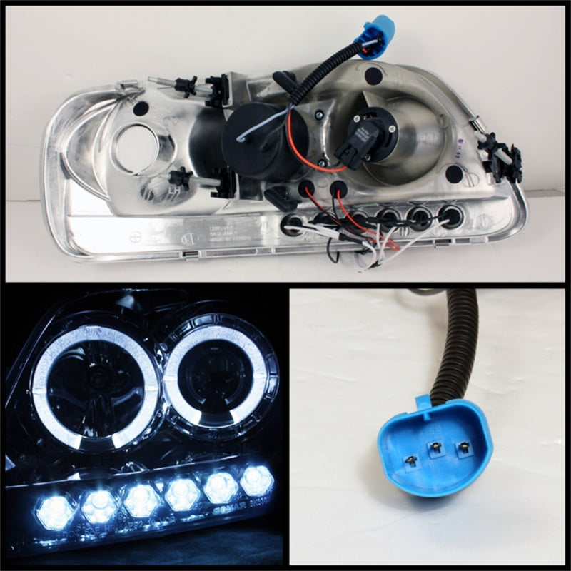 Spyder Ford F150 97-03 Projector - LED Halo Amber Reflector LED Smke PRO-YD-FF15097-1P-AM-SMC